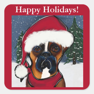 Sticker Carré Chien Boxer