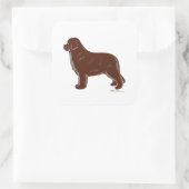 Sticker Carré Chien Brown de Terre-Neuve (Sac)