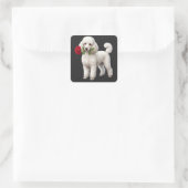 Sticker Carré Chien Caniche Mignon (Sac)
