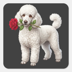 Sticker Carré Chien Caniche Mignon