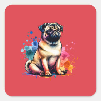 Sticker Carré Chien carlin