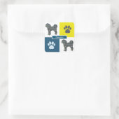 Sticker Carré Chien Cavapoo Silhouette & Grille Y&B Paw (Sac)