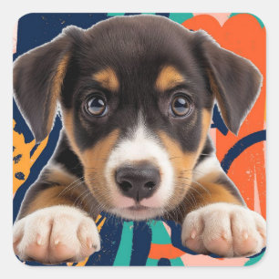 Sticker Carré Chien, Chien, animal de compagnie