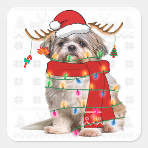 Sticker Carré Chien Chien Chien Chien Chien Chien Noël Lumière A