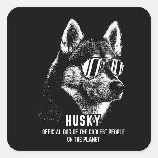 Sticker Carré Chien | Chien officiel Sibérien Husky Coolest (Devant)