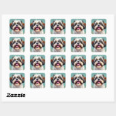 Sticker Carré Chien chiite mignon Tzu (Feuille)