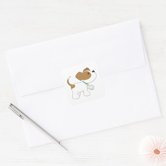 Sticker Carré Chien chiot blessé