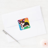 Sticker Carré Chien chiot de Corgi drôle (Enveloppe)