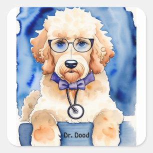 Sticker Carré Chien chiot Goldendoodle mignon pour enfants