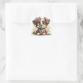 Sticker Carré Chien chiot mignon (Sac)