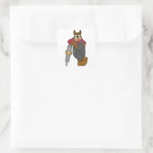 Sticker Carré Chien comme mécanicien avec bougie (Sac)