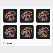 Sticker Carré Chien Dachshund coloré - Doxie (Feuille)