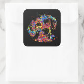 Sticker Carré Chien Dachshund coloré - Doxie (Sac)