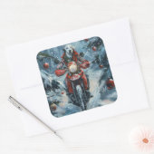 Sticker Carré Chien dalmate équitation moto Noël (Enveloppe)
