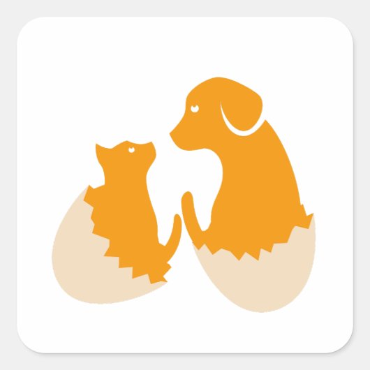 Sticker Carré chien dans l'oeuf (Devant)