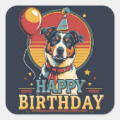 Sticker Carré Chien de bétail australien coloré (Devant)