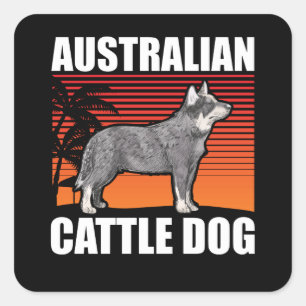 Sticker Carré Chien de bétail australien Propriétaire de chien