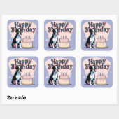 Sticker Carré Chien de Boston Terrier coloré (Feuille)