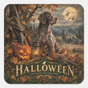 Sticker Carré Chien de chasse Pointer allemand Halloween