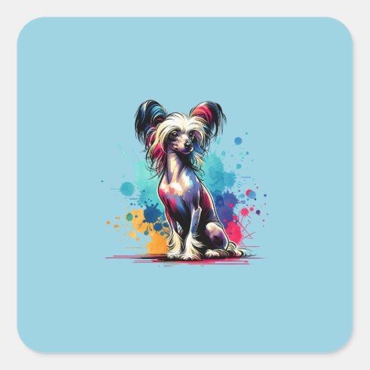 Sticker Carré Chien de Chine arrêté (Devant)