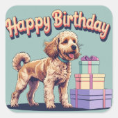 Sticker Carré Chien de Cockapo coloré (Devant)