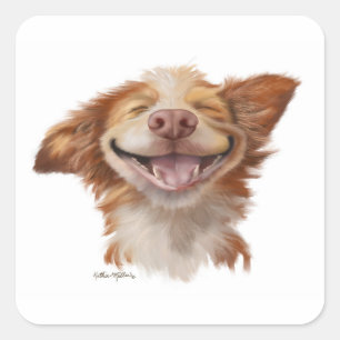 Sticker Carré Chien de dessin animé au grand sourire