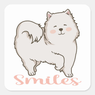 Sticker Carré Chien de dessin animé Maman Eskimo américain Bonjo