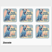 Sticker Carré Chien de Heeler Bleu coloré (Feuille)