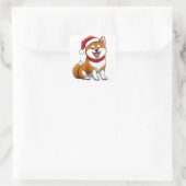 Sticker Carré Chien de Noël adorable (Sac)