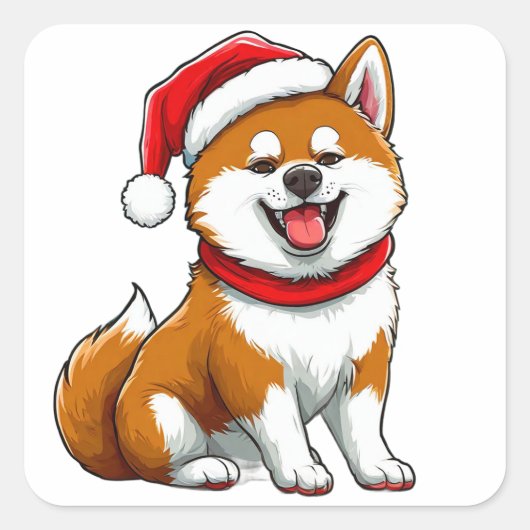 Sticker Carré Chien de Noël adorable (Devant)