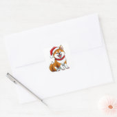Sticker Carré Chien de Noël adorable (Enveloppe)