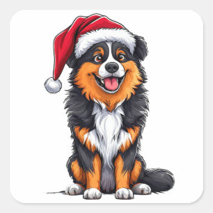 Sticker Carré Chien de Noël Adorable