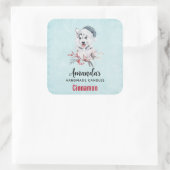 Sticker Carré Chien de Noël Husky dans une bougie de Père Noël (Sac)