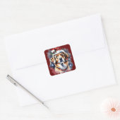 Sticker Carré Chien de Noël mignon (Enveloppe)