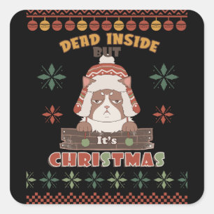 Sticker Carré Chien de Noël sarcastique - Doux moche inspiré