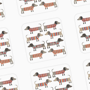 Sticker Carré Chien de saucisse Dachshund