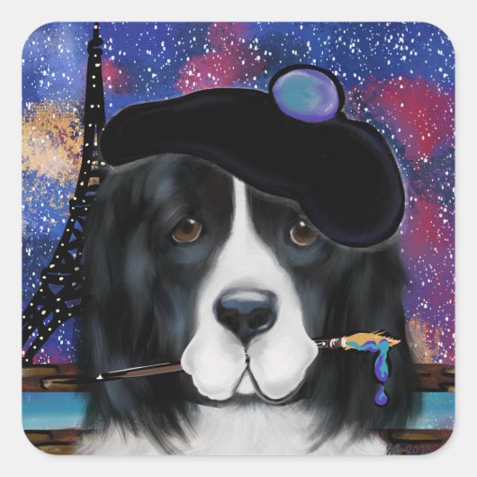 Sticker Carré Chien de Terre-Neuve (Devant)