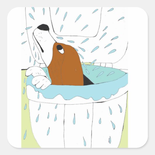 Sticker Carré chien de toilette (Devant)