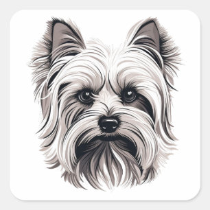 Sticker Carré Chien de Yorkshire Terrier personnalisé