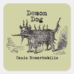 Sticker Carré Chien Demon Vintage Funny migre