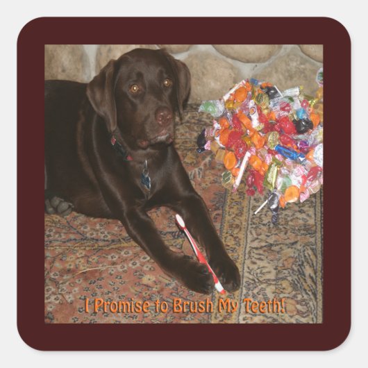 Sticker Carré Chien d'Halloween avec dent sucrée (Devant)