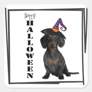 Sticker Carré Chien d'Halloween Dachshund