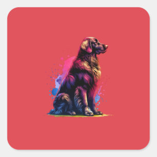 Sticker Carré Chien d'or retriever à revêtement plat