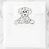 Sticker Carré Chien en dalmate dessin simple noir (Sac)