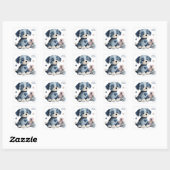 Sticker Carré Chien en patchwork de denim (Feuille)