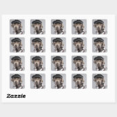 Sticker Carré Chien en pull et casquette (Feuille)