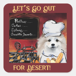Sticker Carré Chien Esquimau Américain