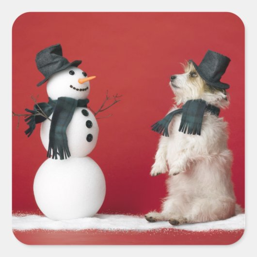 Sticker Carré Chien et Snowman (Devant)