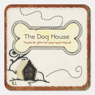 Sticker Carré Chien House PET TRAITES DONS ENTREPRISE