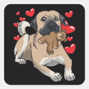 Sticker Carré Chien kangal avec animal en peluche et de nombreux